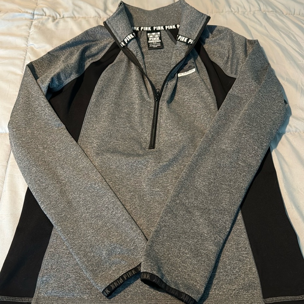 VS PINK grey half zip athletic jacket size M